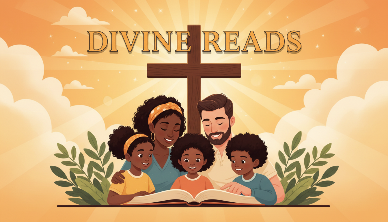 Use AI Image Mar 31, 2026, 21_46_46 a biracial family reading the bible in front of a cross